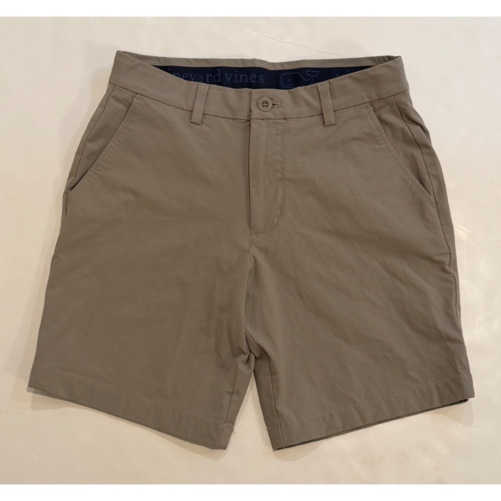 Vineyard Vines Performance Shorts Mens 28 Khaki Tan Stretch Chino 7.5 Inseam